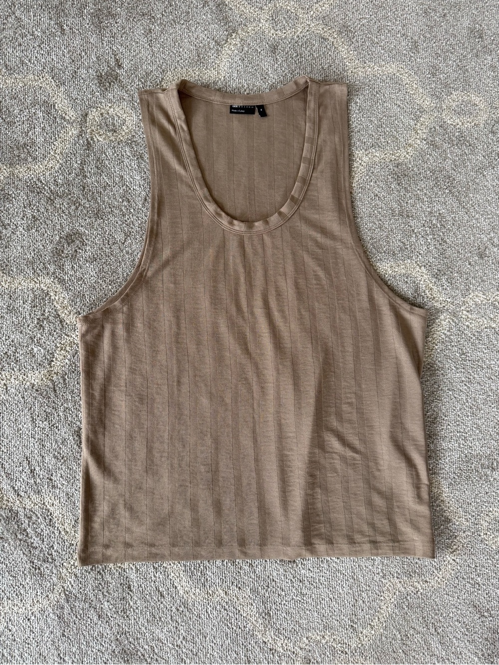 ASOS DESIGN Ribbed Tank Top – Taupe – Size M